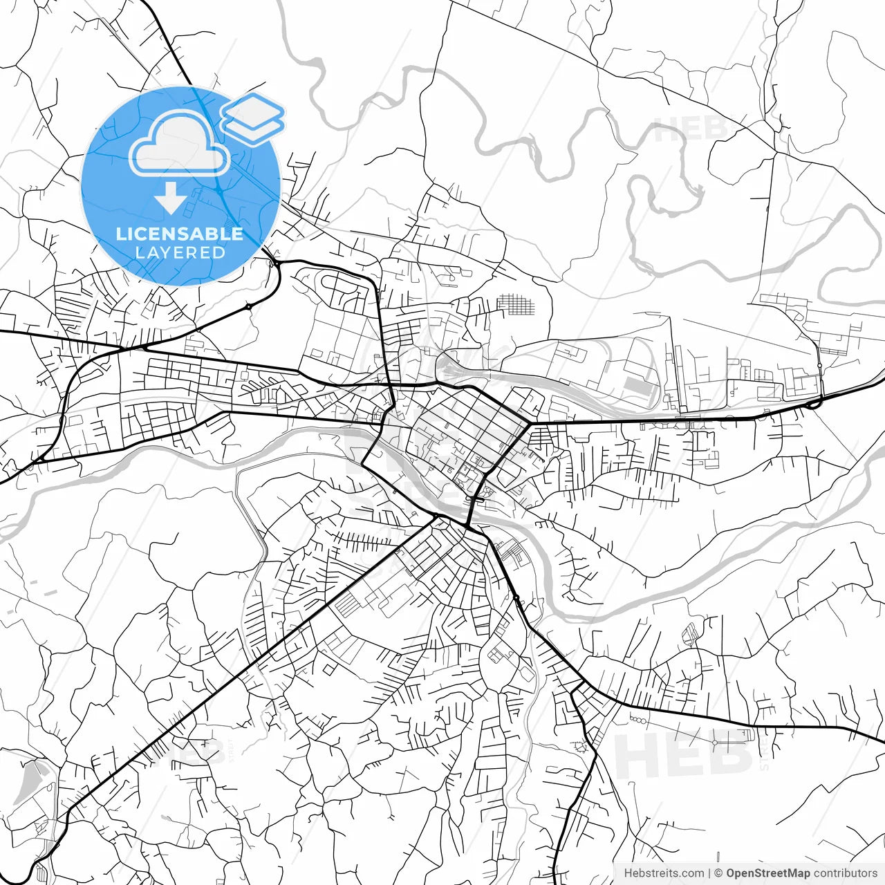 Layered PDF map of Kraljevo, Raška, Serbia