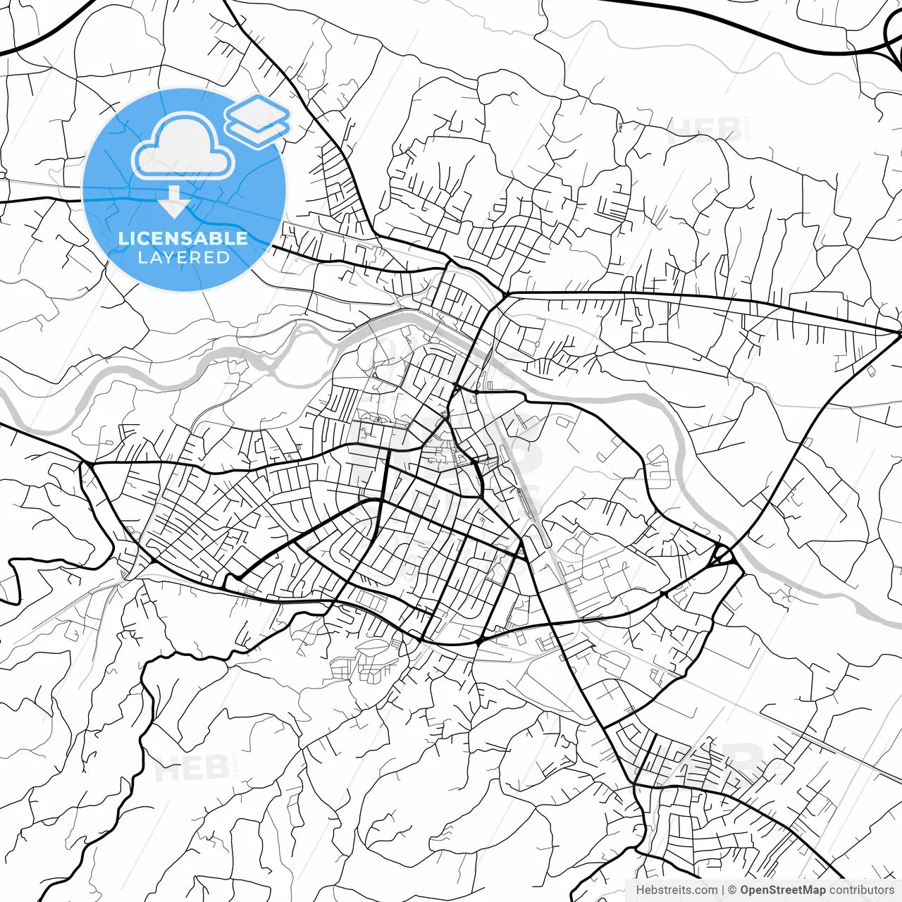 Layered PDF map of Čačak, Moravica, Serbia