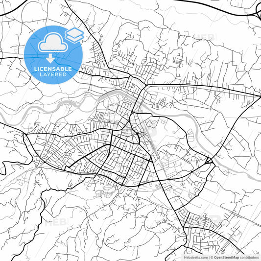 Layered PDF map of Čačak, Moravica, Serbia
