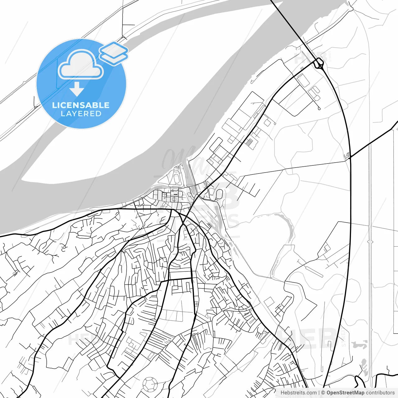 Layered PDF map of Smederevo, Podunavlje, Serbia