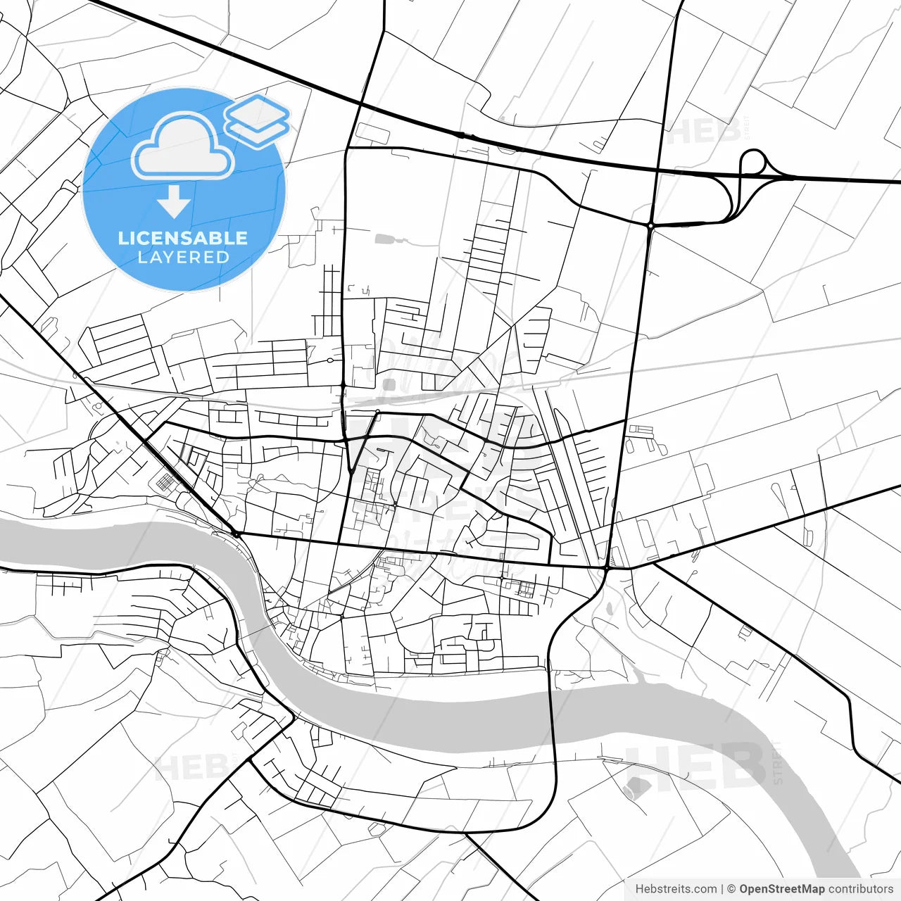 Layered PDF map of Sremska Mitrovica, Srem, Serbia