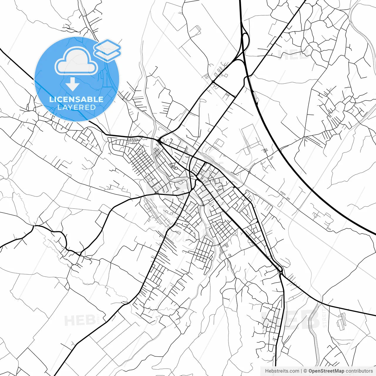 Layered PDF map of Jagodina, Pomoravlje, Serbia