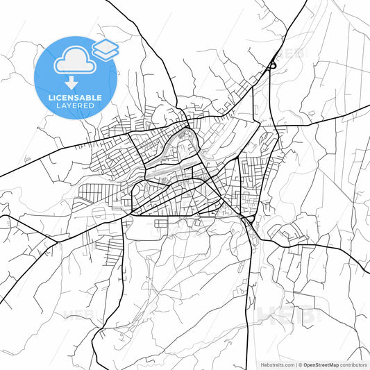 Layered PDF map of Zaječar, Zaječar, Serbia