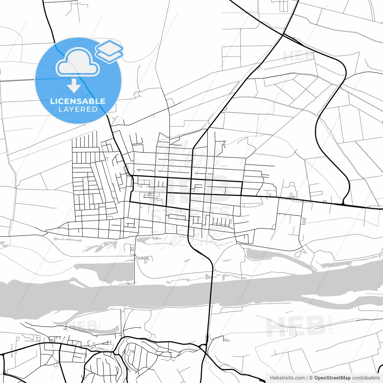 Layered PDF map of Bačka Palanka, South Bačka, Serbia