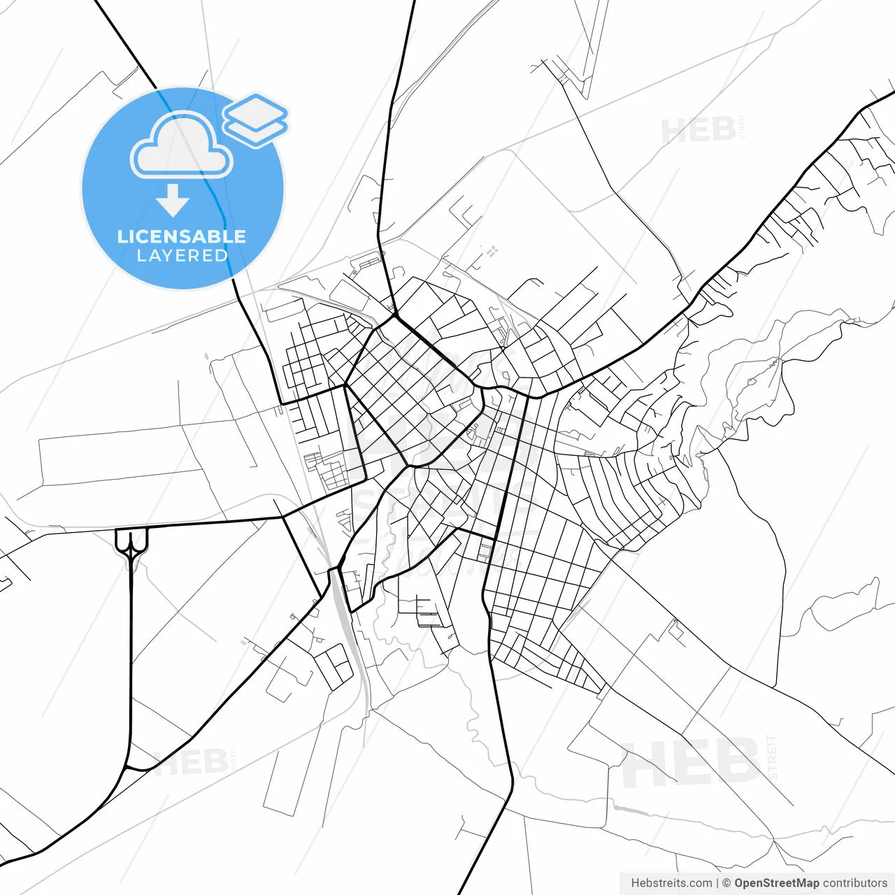 Layered PDF map of Vršac, South Banat, Serbia