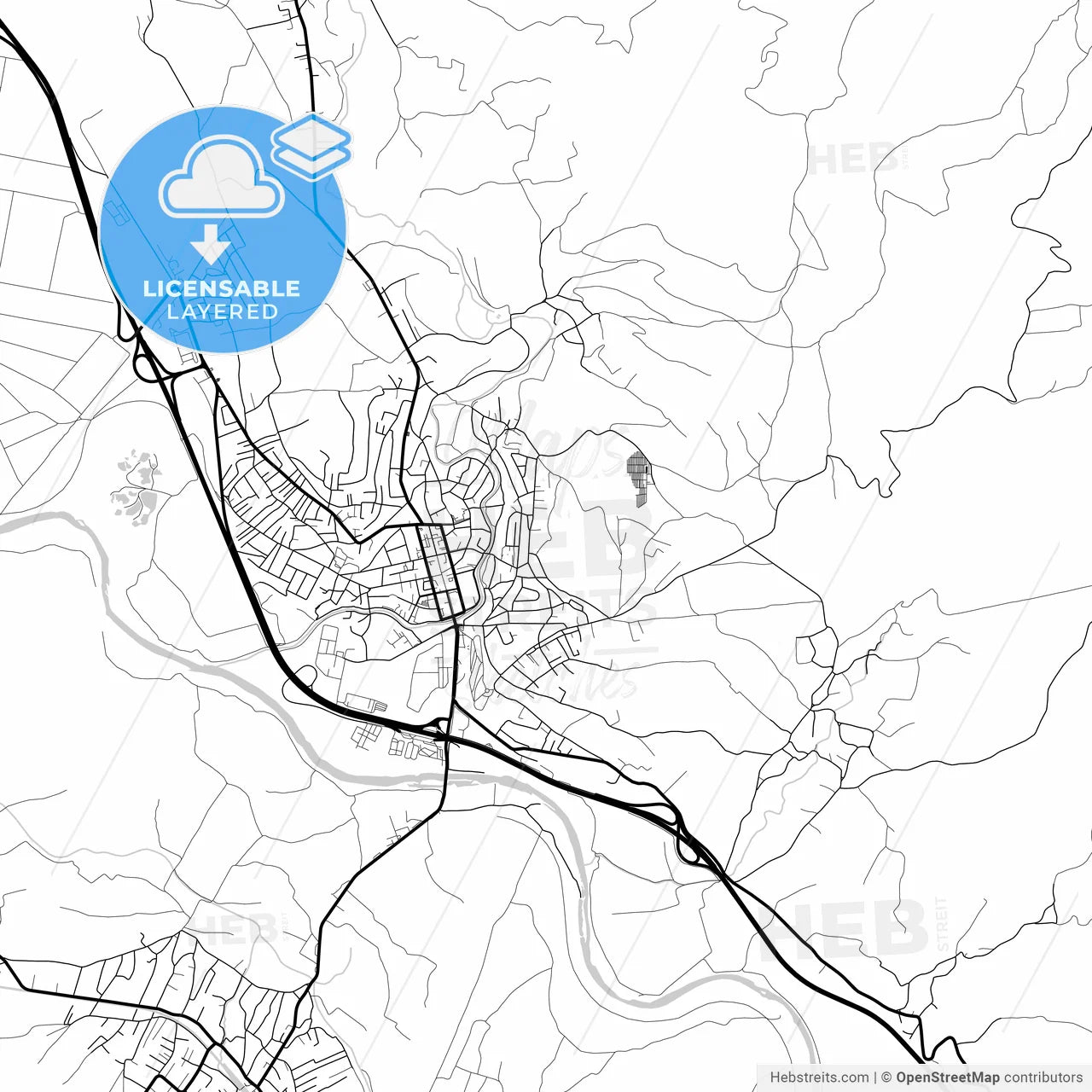 Layered PDF map of Aleksinac, Nišava, Serbia
