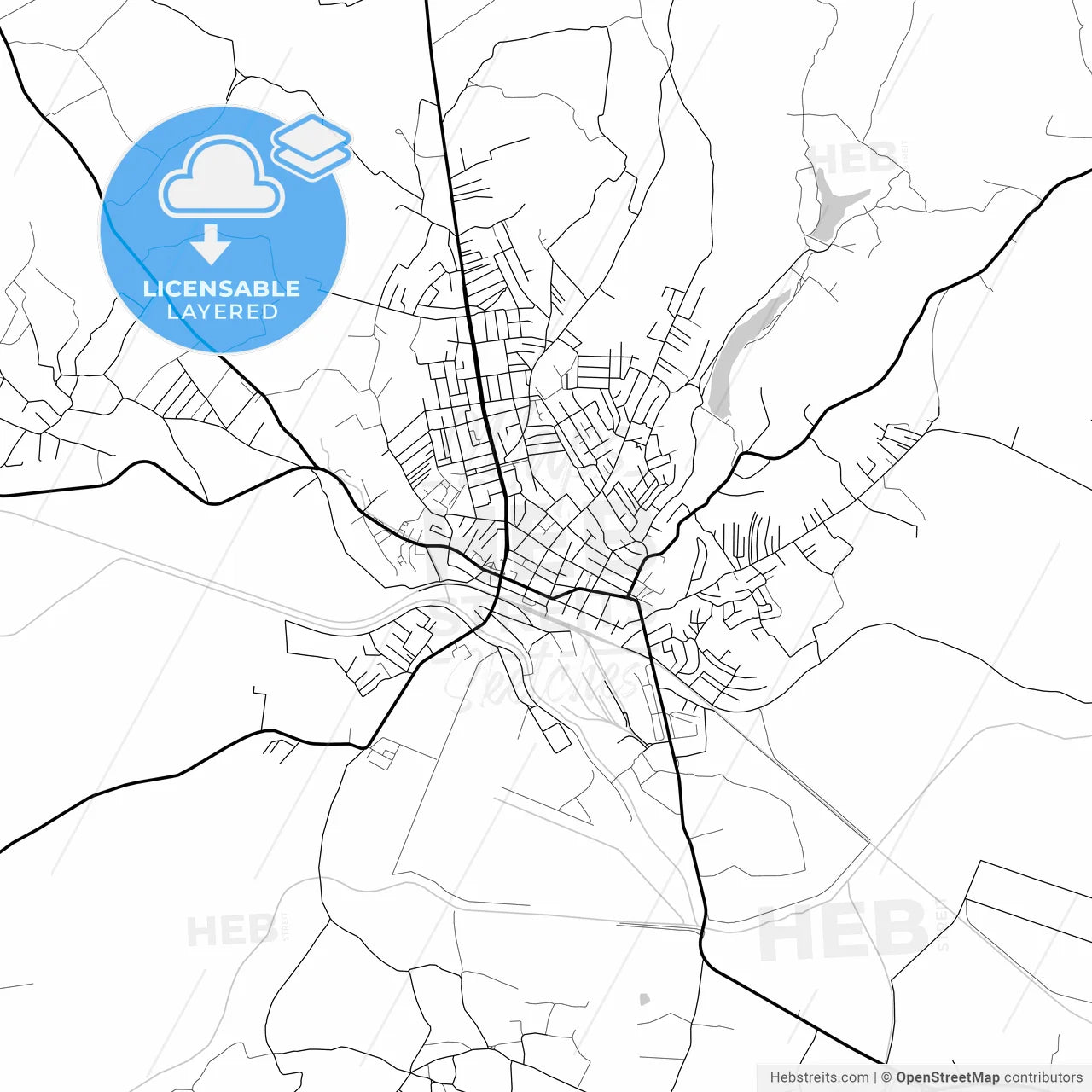 Layered PDF map of Smederevska Palanka, Podunavlje, Serbia
