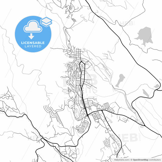 Layered PDF map of Bor, Bor, Serbia