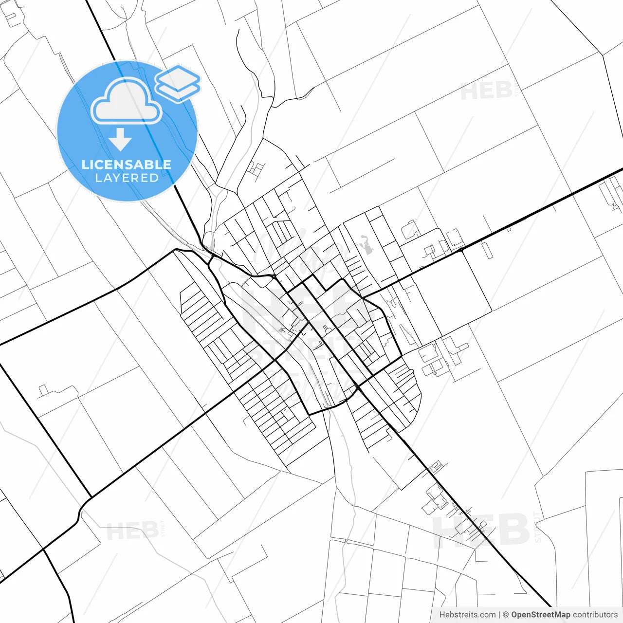 Layered PDF map of Inđija, Srem, Serbia