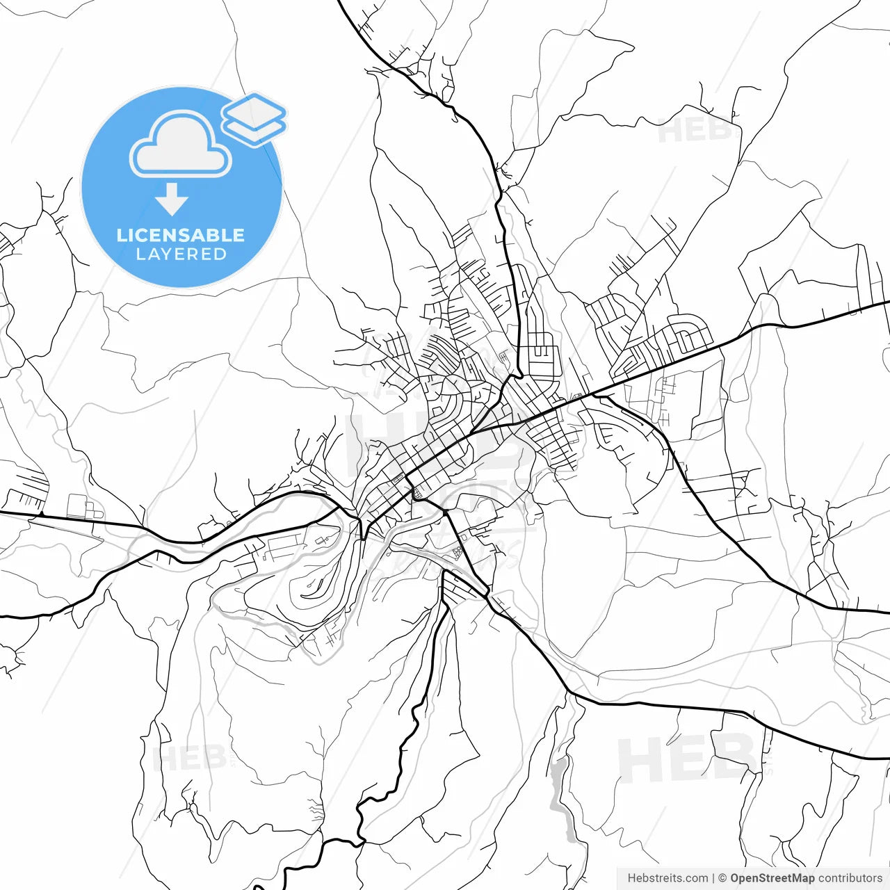 Layered PDF map of Prokuplje, Toplica, Serbia