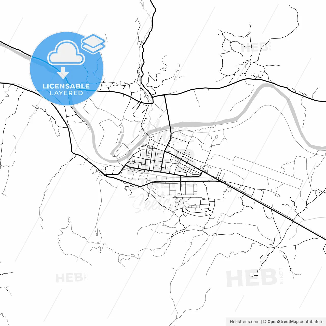 Layered PDF map of Trstenik, Rasina, Serbia