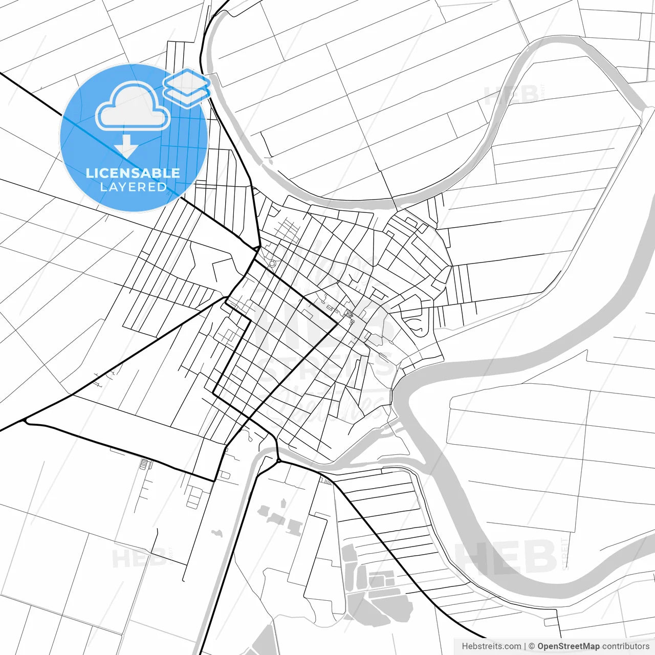 Layered PDF map of Bečej, South Bačka, Serbia