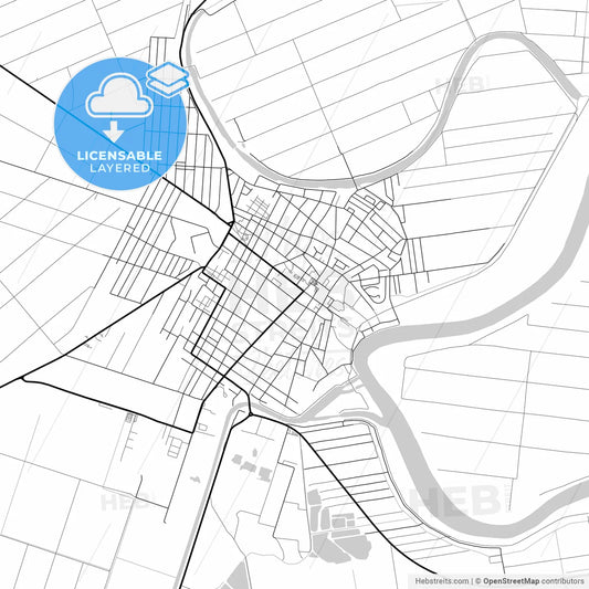 Layered PDF map of Bečej, South Bačka, Serbia