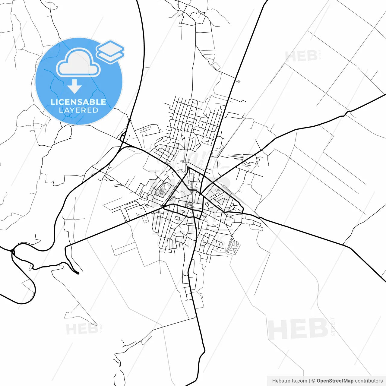 Layered PDF map of Negotin, Bor, Serbia
