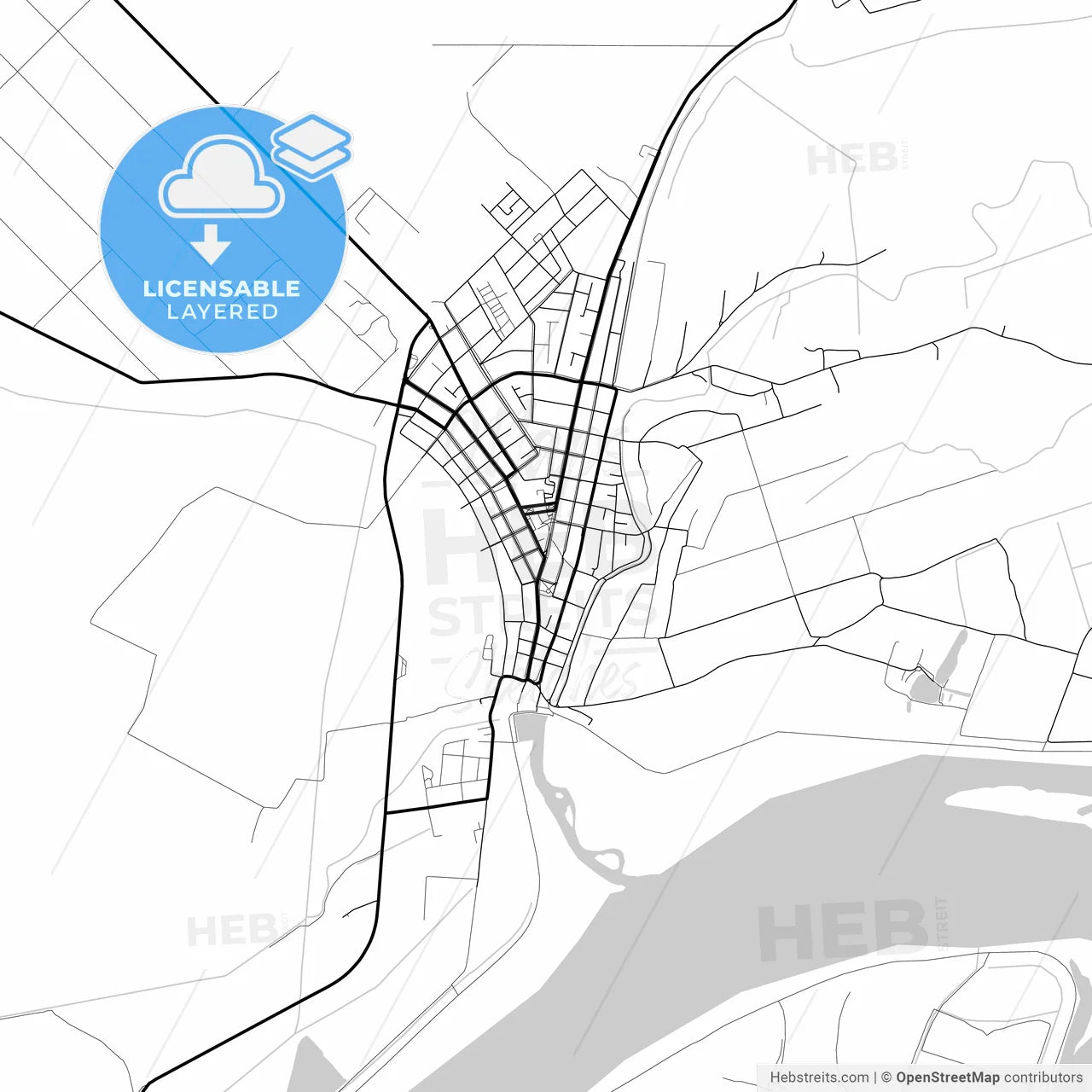 Layered PDF map of Kovin, South Banat, Serbia