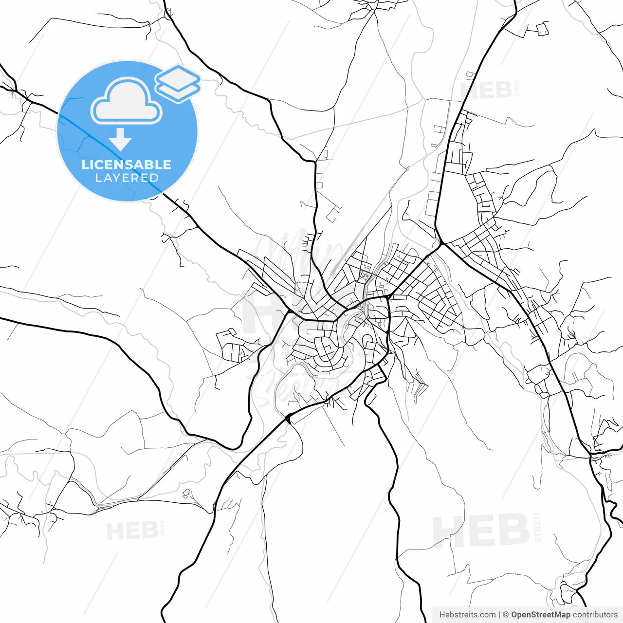 Layered PDF map of Knjaževac, Zaječar, Serbia