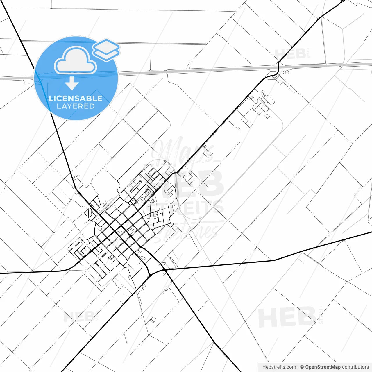 Layered PDF map of Odžaci, West Bačka, Serbia