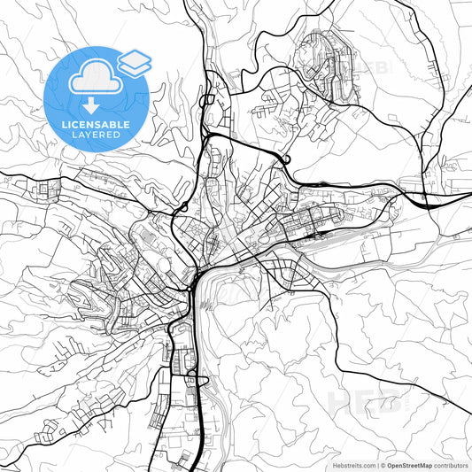 Layered PDF map of Banská Bystrica, Banská Bystrica Region, Slovakia