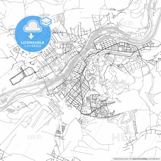 Layered PDF map of Trenčín, Trenčín Region, Slovakia