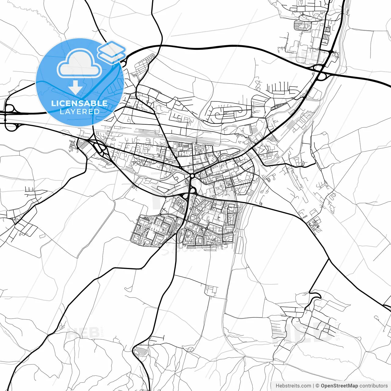 Layered PDF map of Poprad, Prešov Region, Slovakia