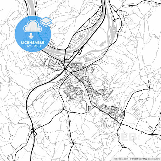 Layered PDF map of Považská Bystrica, Trenčín Region, Slovakia