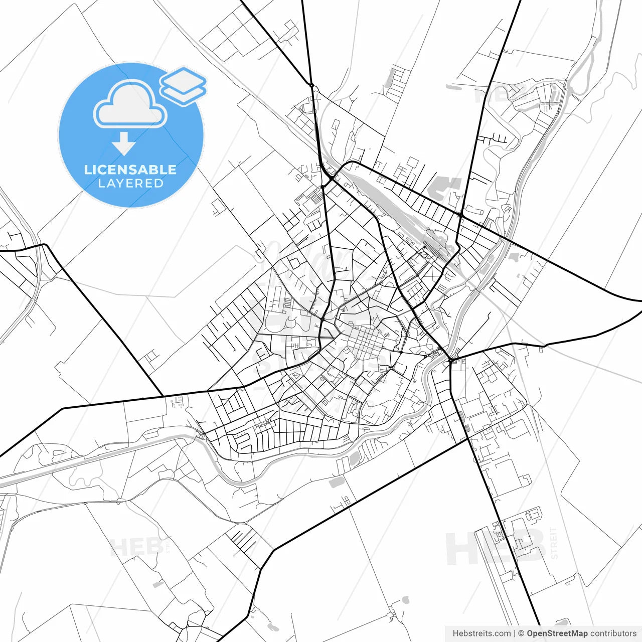 Layered PDF map of Nové Zámky, Nitra Region, Slovakia