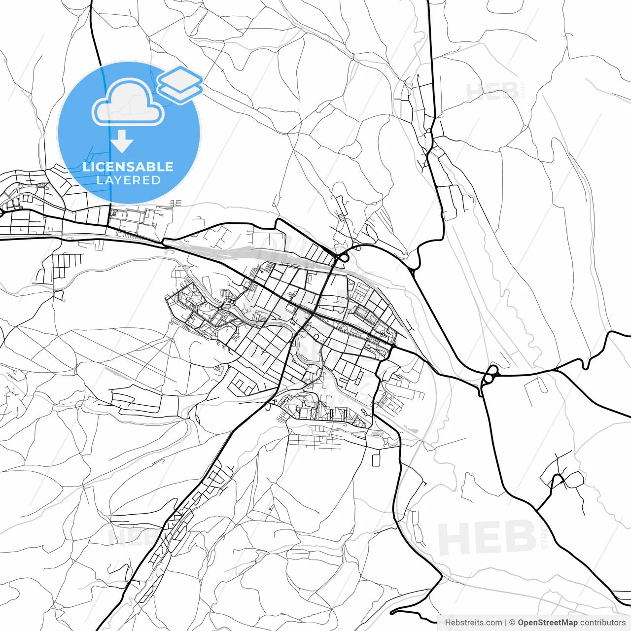 Layered PDF map of Spišská Nová Ves, Košice Region, Slovakia