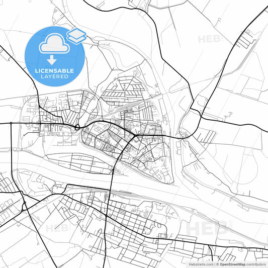 Layered PDF map of Komárno, Nitra Region, Slovakia