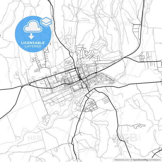 Layered PDF map of Humenné, Prešov Region, Slovakia