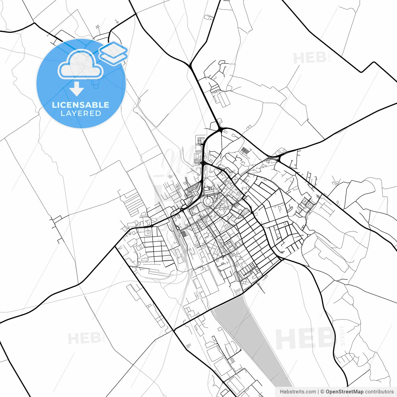 Layered PDF map of Levice, Nitra Region, Slovakia