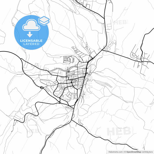 Layered PDF map of Bardejov, Prešov Region, Slovakia