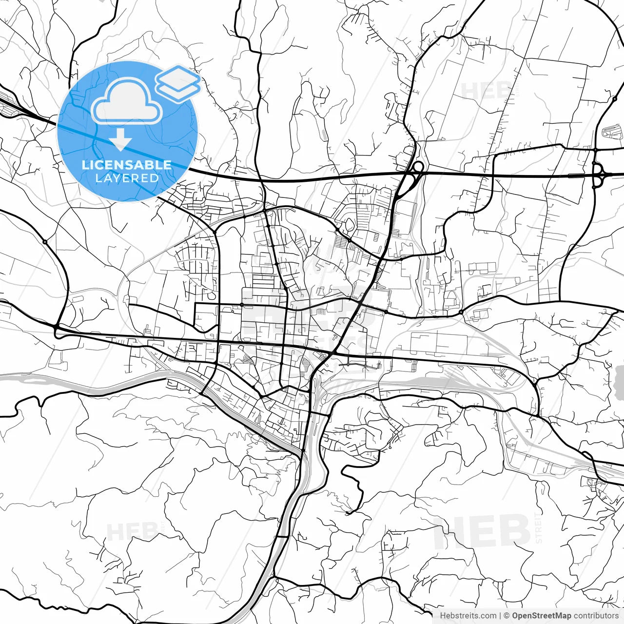 Layered PDF map of Celje, Slovenia