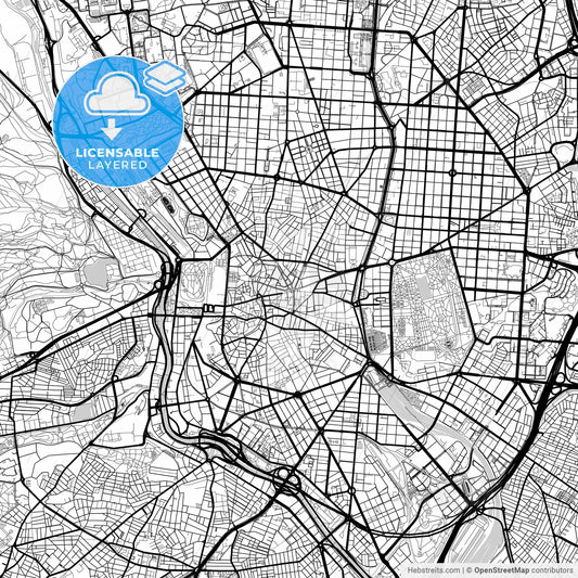 Layered PDF map of Madrid, Spain