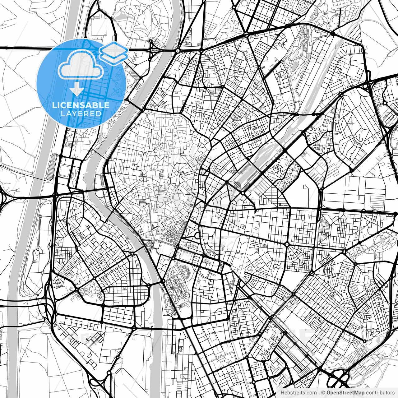 Layered PDF map of Sevilla, Spain