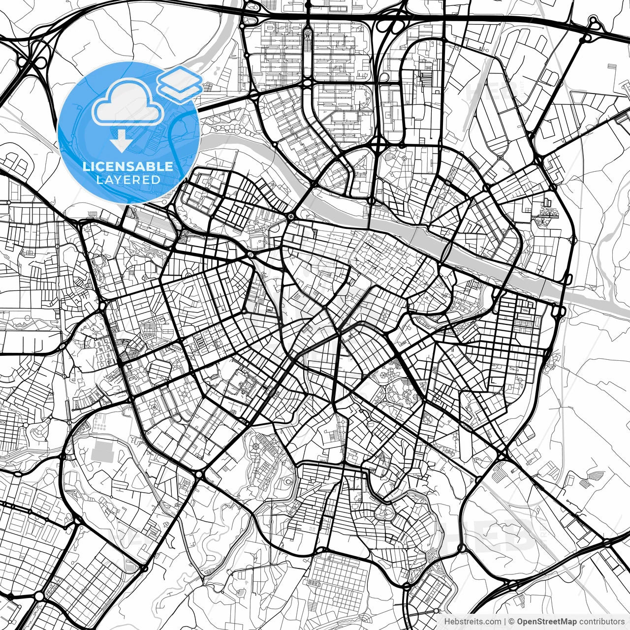 Layered PDF map of Zaragoza, Spain