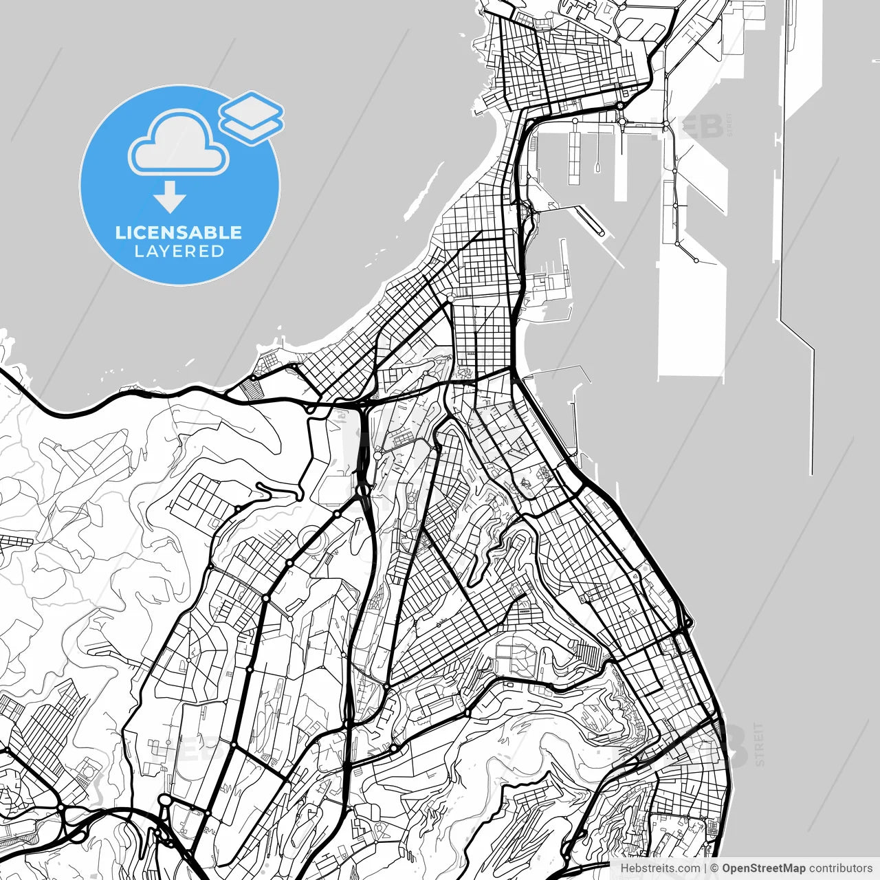 Layered PDF map of Las Palmas de Gran Canaria, Las Palmas, Spain