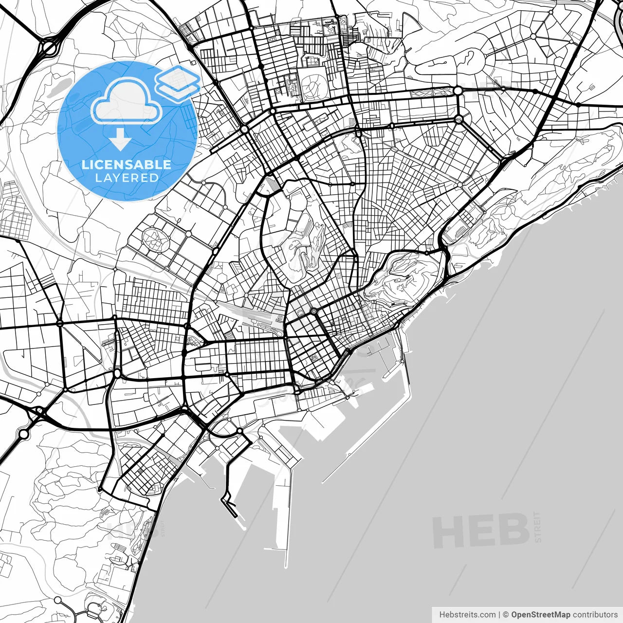 Layered PDF map of Alicante, Spain