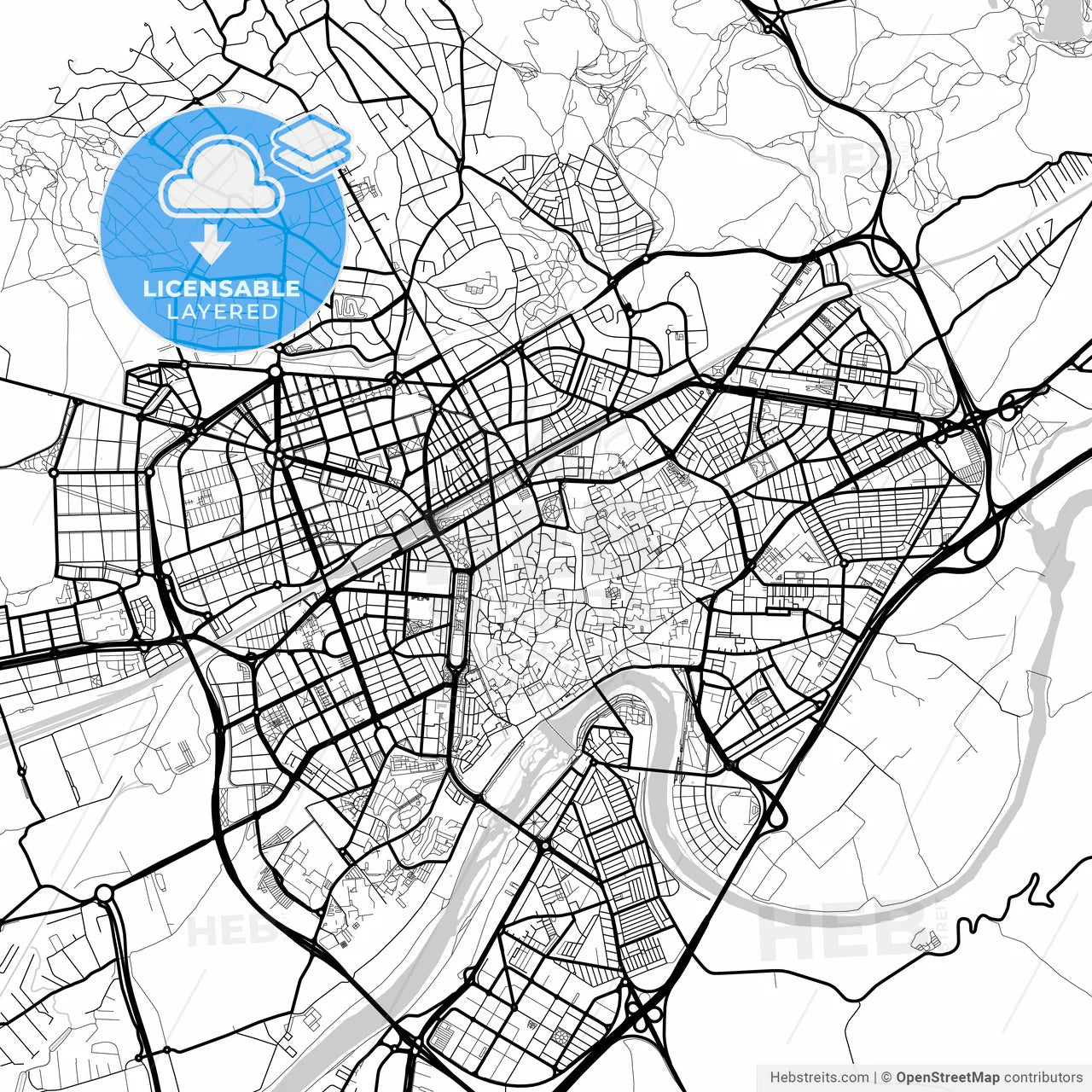 Layered PDF map of Córdoba, Spain