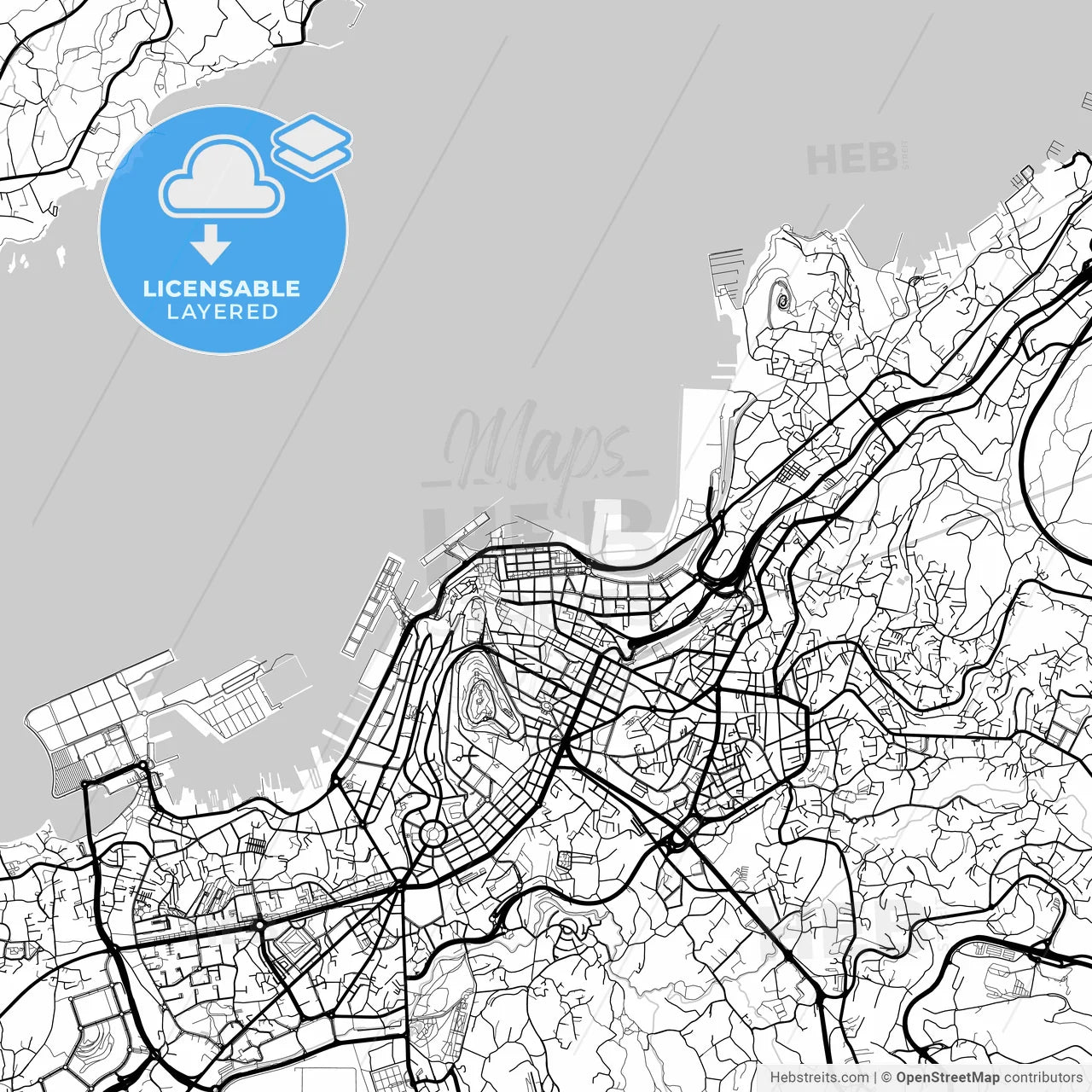 Layered PDF map of Vigo, Pontevedra, Spain