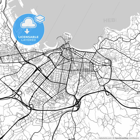 Layered PDF map of Gijón, Asturias, Spain