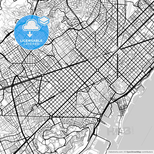 Layered PDF map of Eixample, Barcelona, Spain