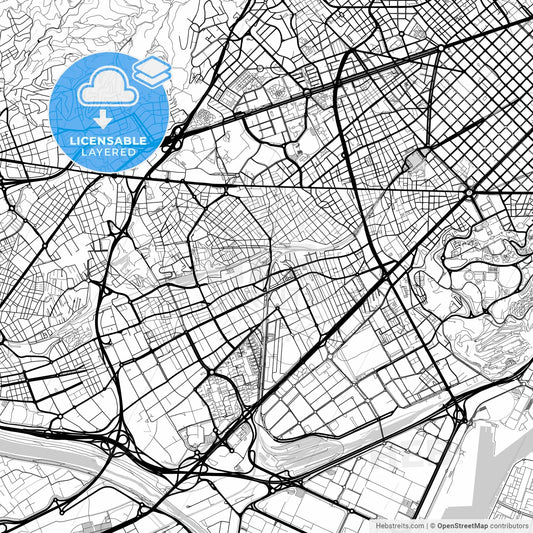 Layered PDF map of L Hospitalet de Llobregat, Barcelona, Spain