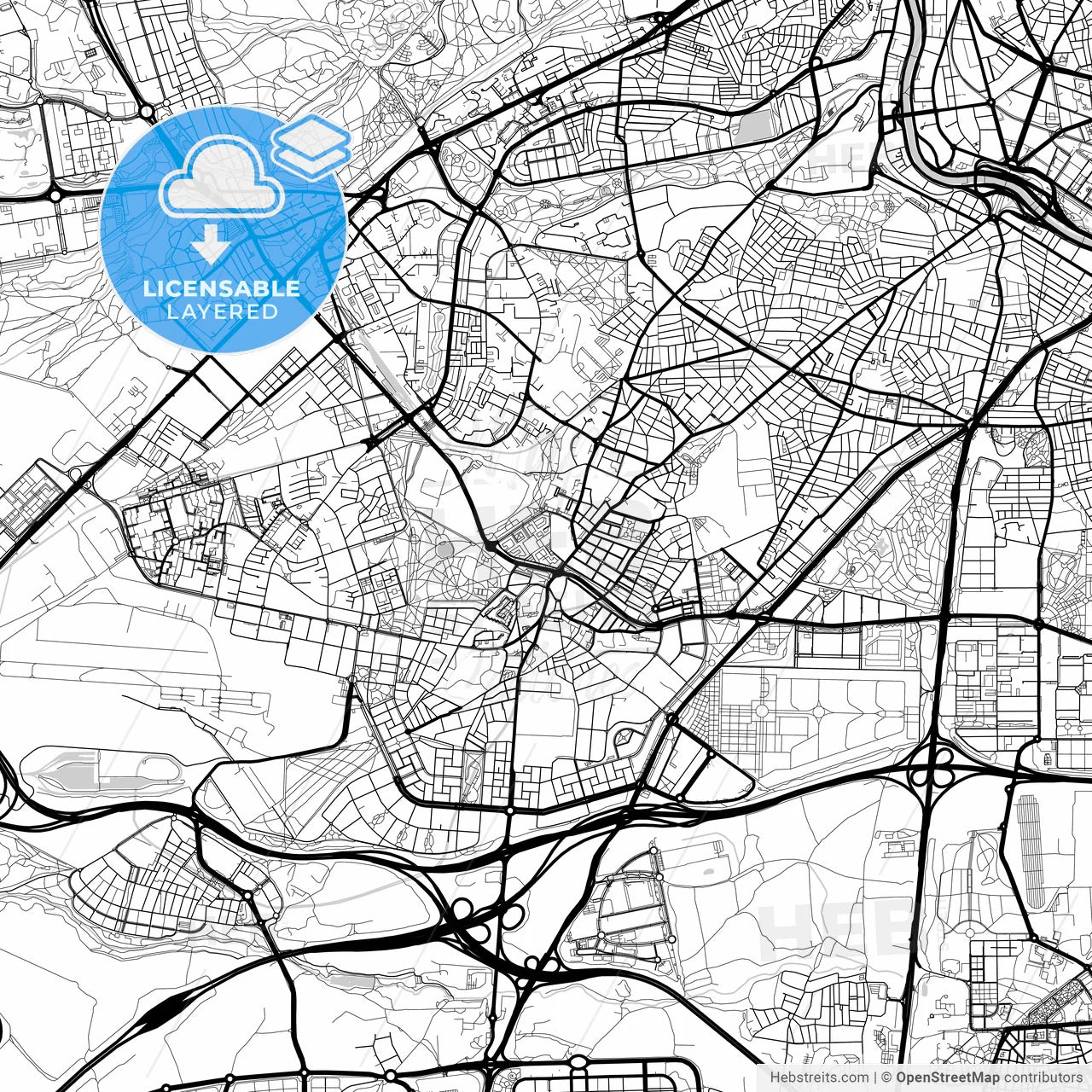 Layered PDF map of Carabanchel, Madrid, Spain