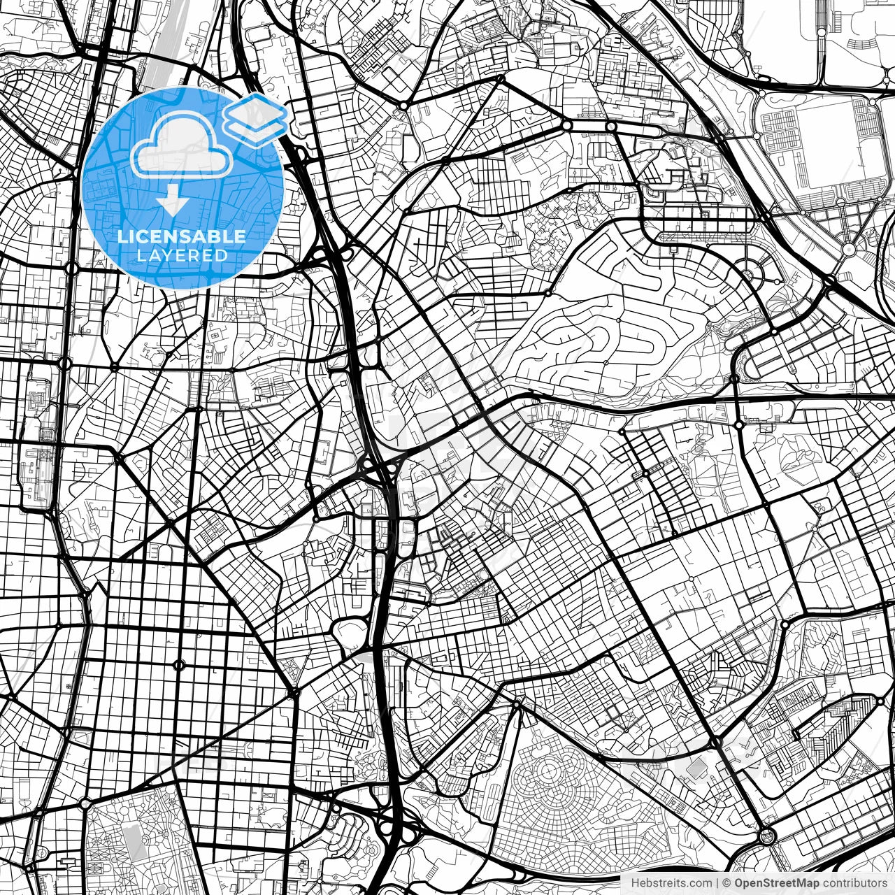 Layered PDF map of Ciudad Lineal, Madrid, Spain