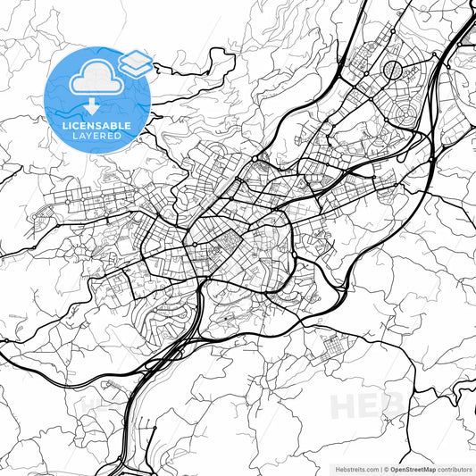 Layered PDF map of Oviedo, Asturias, Spain