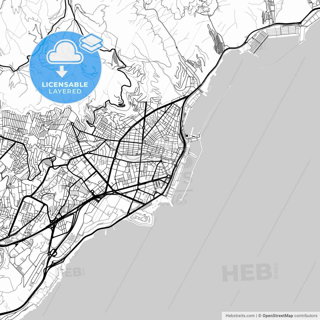 Layered PDF map of Santa Cruz de Tenerife, Spain