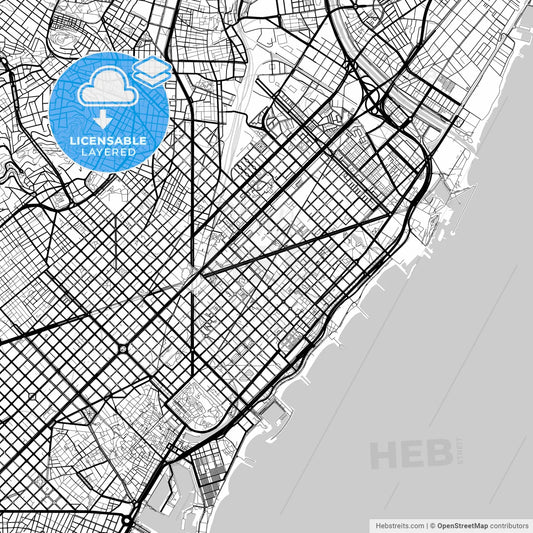 Layered PDF map of Sant Martí, Barcelona, Spain