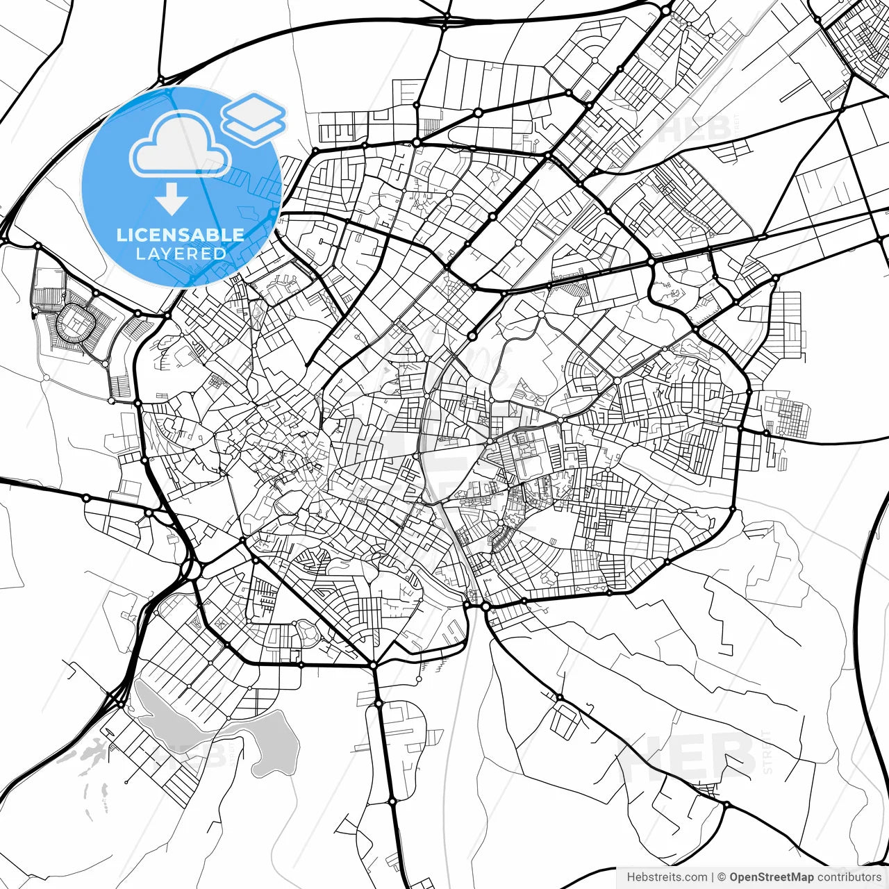 Layered PDF map of Jerez de la Frontera, Cádiz, Spain