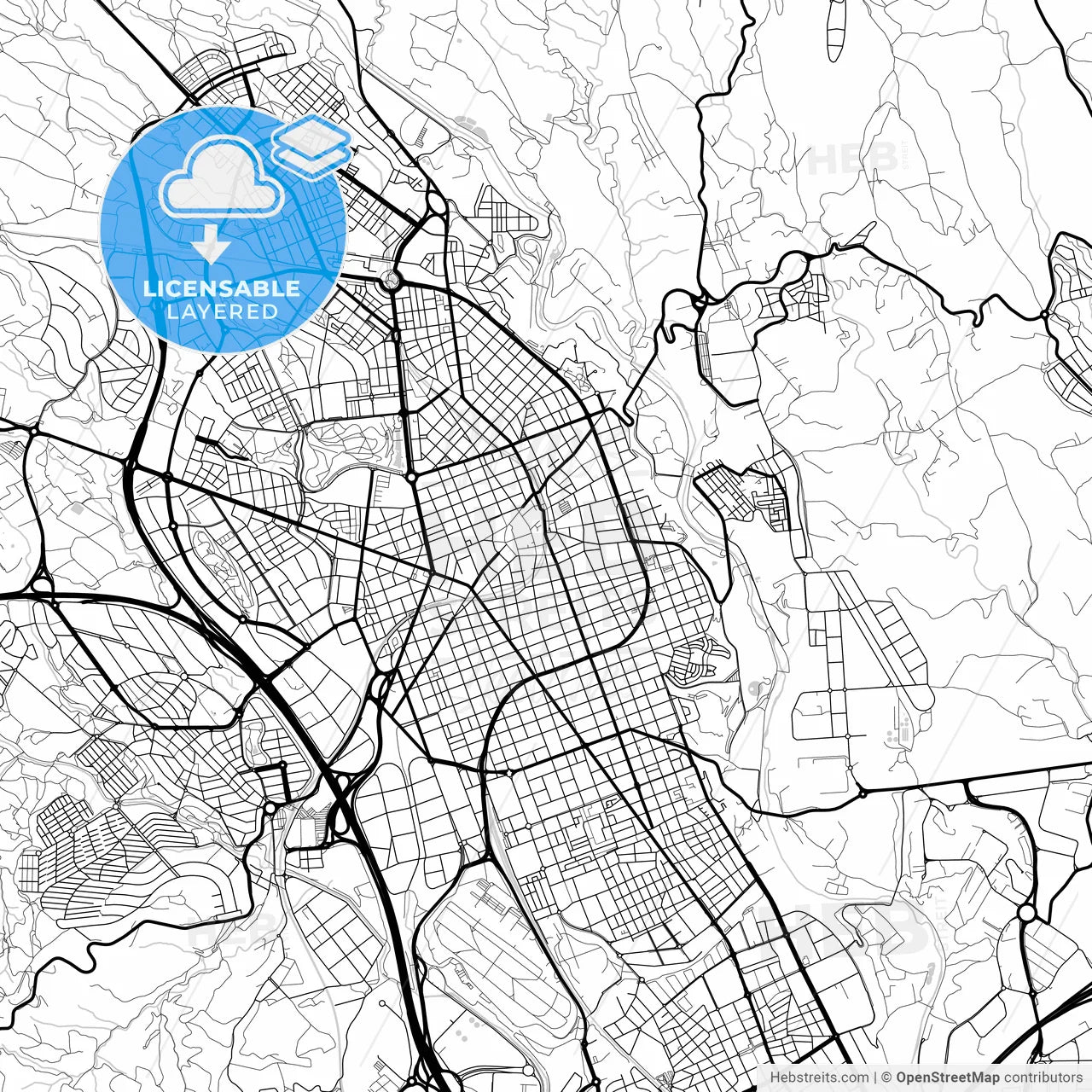 Layered PDF map of Sabadell, Barcelona, Spain