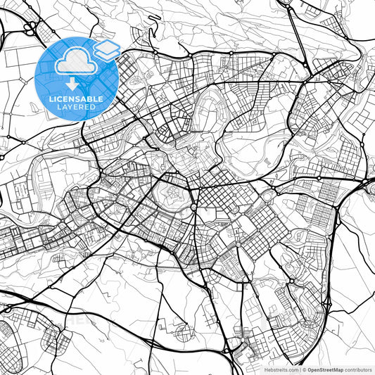 Layered PDF map of Pamplona, Navarre, Spain